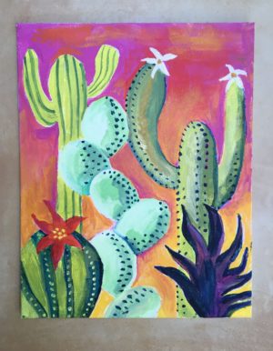 turtle and moon painting party cacti subject
